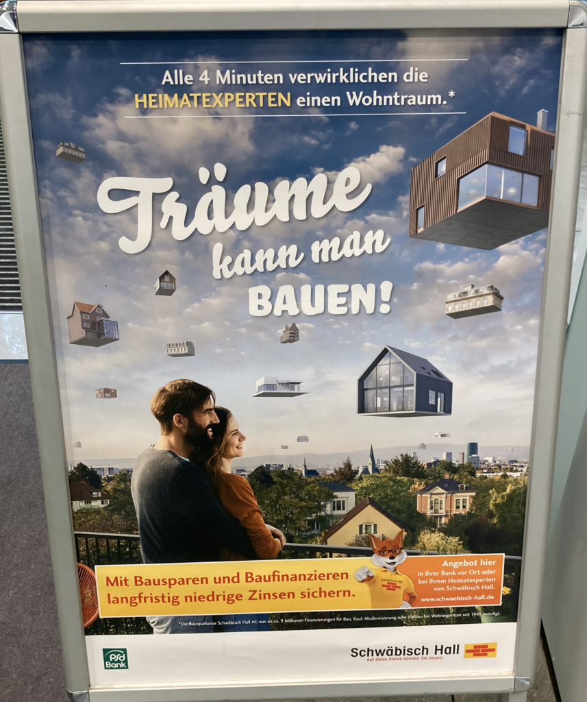 Werbeplakat von Schwäbisch Hall mit dem Titel "Träume kann man bauen"