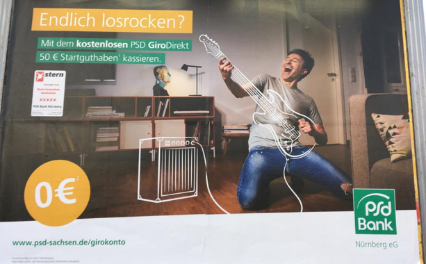 Werbeplakat der PSD Bank mit dem "Titel